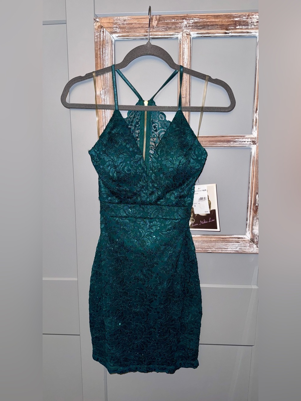 Teal Lace Strappy Mini Dress Size M